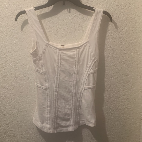Free People White Ribbed Fitted Sleeveless Tank Top - Picture 3 of 8